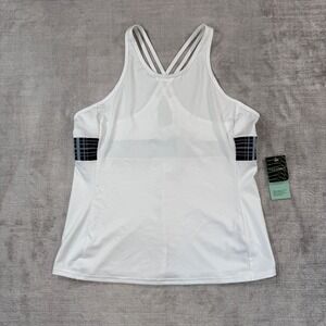 InPhorm Tank Top Womens Large White Academy Plaid Strappy Back Activewear Tennis